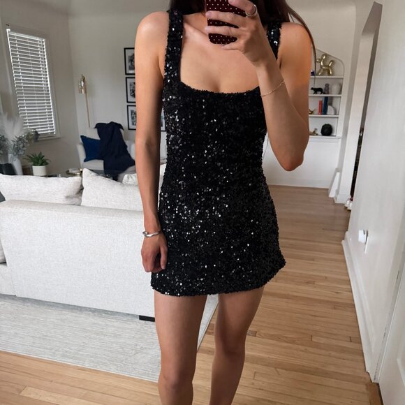 Princess Polly Black Sequin Mini Dress - Picture 1 of 1